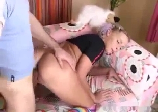 Sexy ass teen banged in doggy
